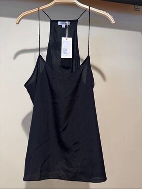 Johnny Was Black Sheer Silk Spaghetti Strap Cami